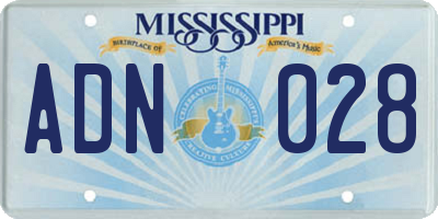 MS license plate ADN028