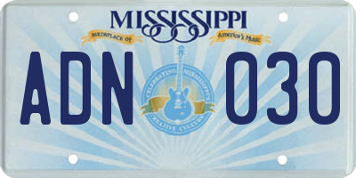 MS license plate ADN030