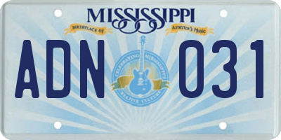 MS license plate ADN031