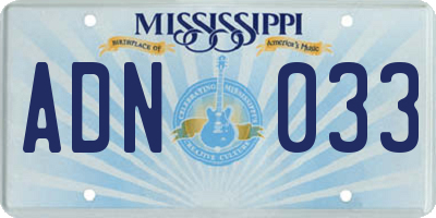 MS license plate ADN033