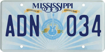 MS license plate ADN034