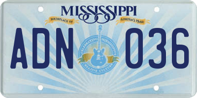 MS license plate ADN036