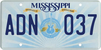 MS license plate ADN037