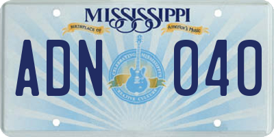 MS license plate ADN040