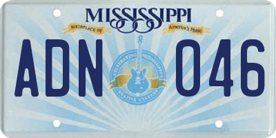 MS license plate ADN046