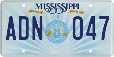 MS license plate ADN047