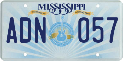 MS license plate ADN057