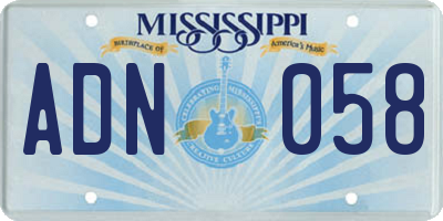 MS license plate ADN058