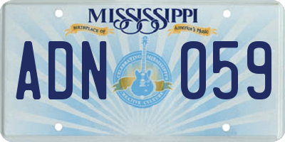 MS license plate ADN059