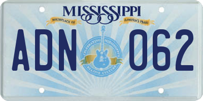 MS license plate ADN062