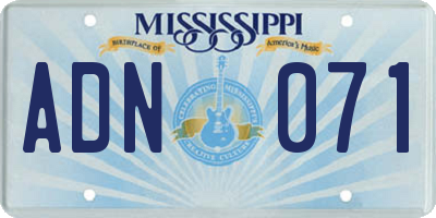 MS license plate ADN071