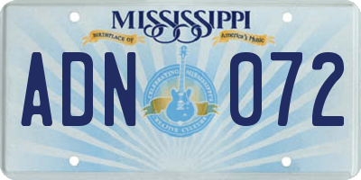 MS license plate ADN072