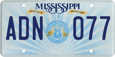 MS license plate ADN077