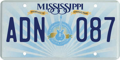 MS license plate ADN087