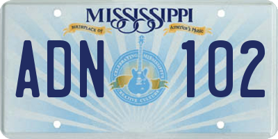 MS license plate ADN102