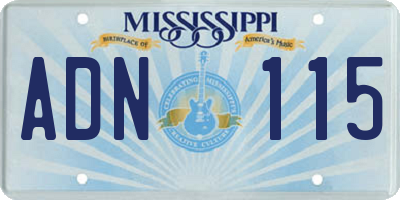 MS license plate ADN115