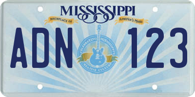 MS license plate ADN123