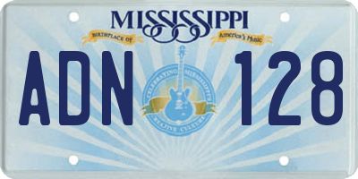 MS license plate ADN128