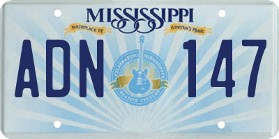 MS license plate ADN147