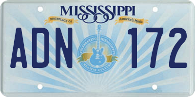 MS license plate ADN172