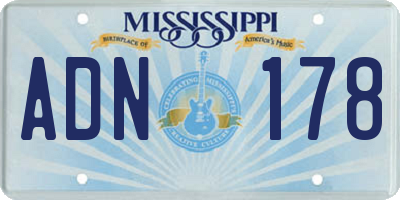 MS license plate ADN178