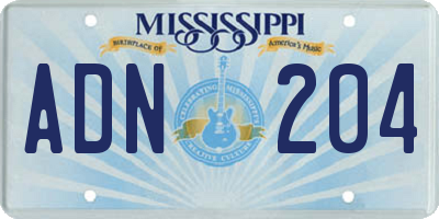 MS license plate ADN204