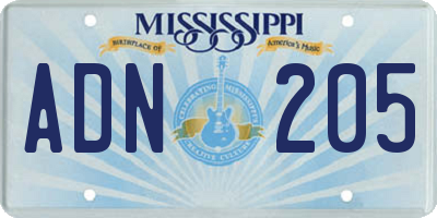 MS license plate ADN205