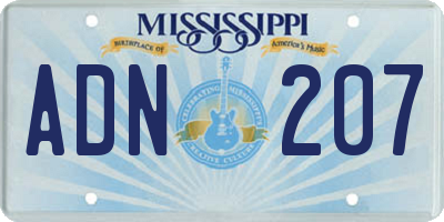 MS license plate ADN207