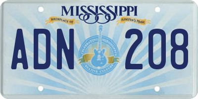 MS license plate ADN208