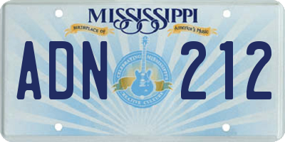 MS license plate ADN212