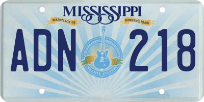 MS license plate ADN218