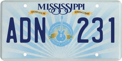 MS license plate ADN231