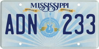 MS license plate ADN233