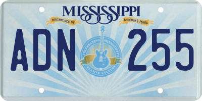 MS license plate ADN255