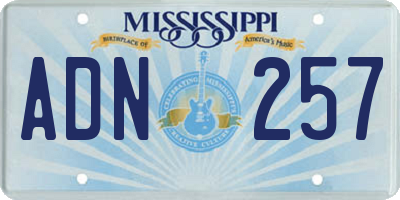 MS license plate ADN257