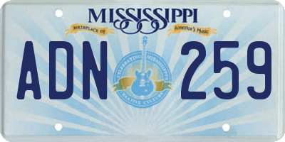 MS license plate ADN259