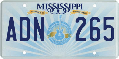 MS license plate ADN265