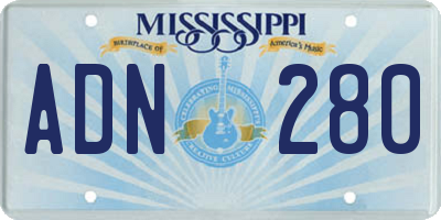 MS license plate ADN280