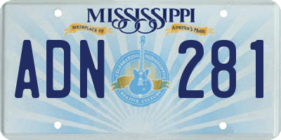 MS license plate ADN281
