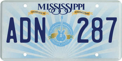 MS license plate ADN287