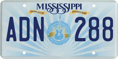 MS license plate ADN288