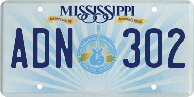 MS license plate ADN302