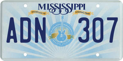 MS license plate ADN307