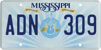 MS license plate ADN309