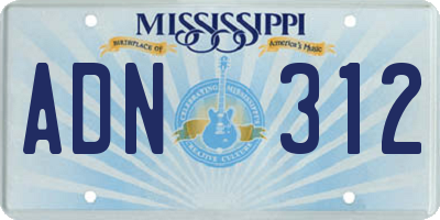 MS license plate ADN312