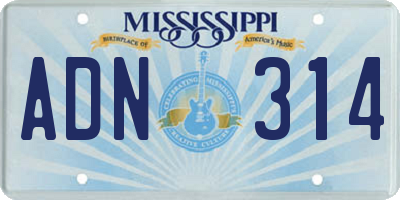 MS license plate ADN314