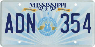 MS license plate ADN354