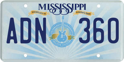 MS license plate ADN360