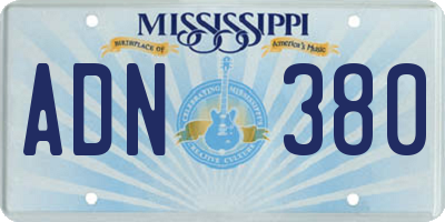 MS license plate ADN380