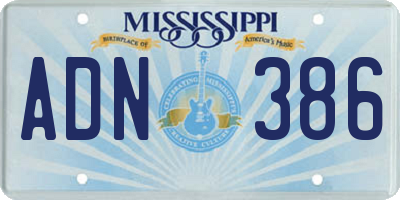 MS license plate ADN386